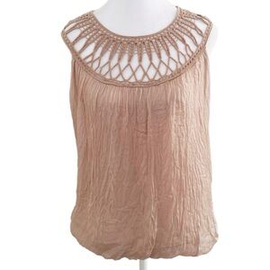 Carla Conti Sleeveless Blush Pink Nude Silk Blouse US M